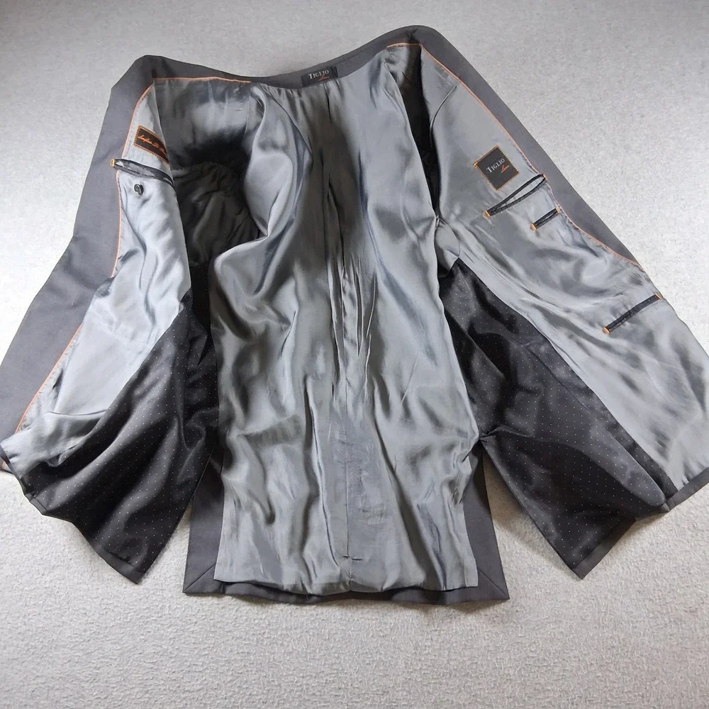 Tiglio Luxe Sport Coat 44S Gray Lanificio Di Biella Wool Blazer Double Vent